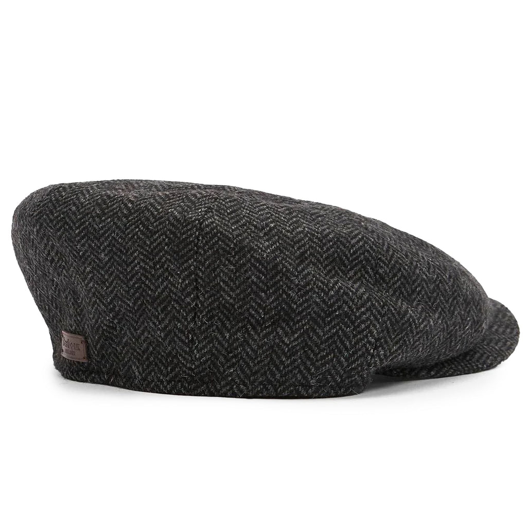 Barbour Fyne Tweed Baker Boy Cap - Charcoal Grey