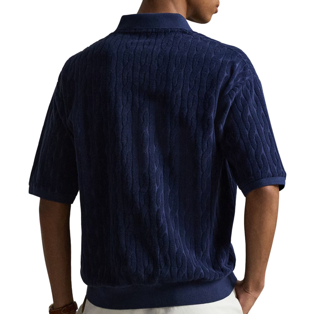 Polo Ralph Lauren Relaxed Fit Cabled Terry Polo Shirt - Newport Navy