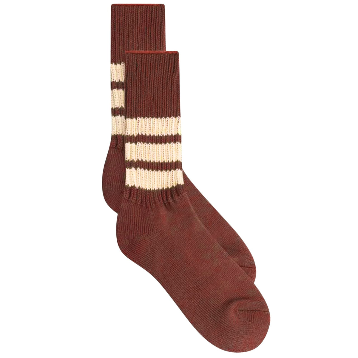RoToTo Socks Coarse Ribbed Crew Socks - Red/Cream