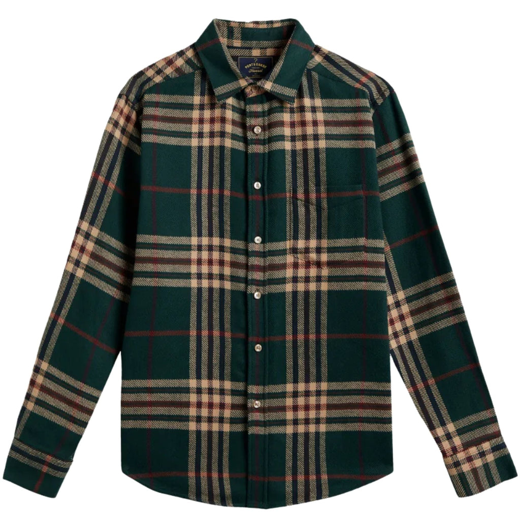 Portuguese Flannel Cervo Shirt - Green/Ecru