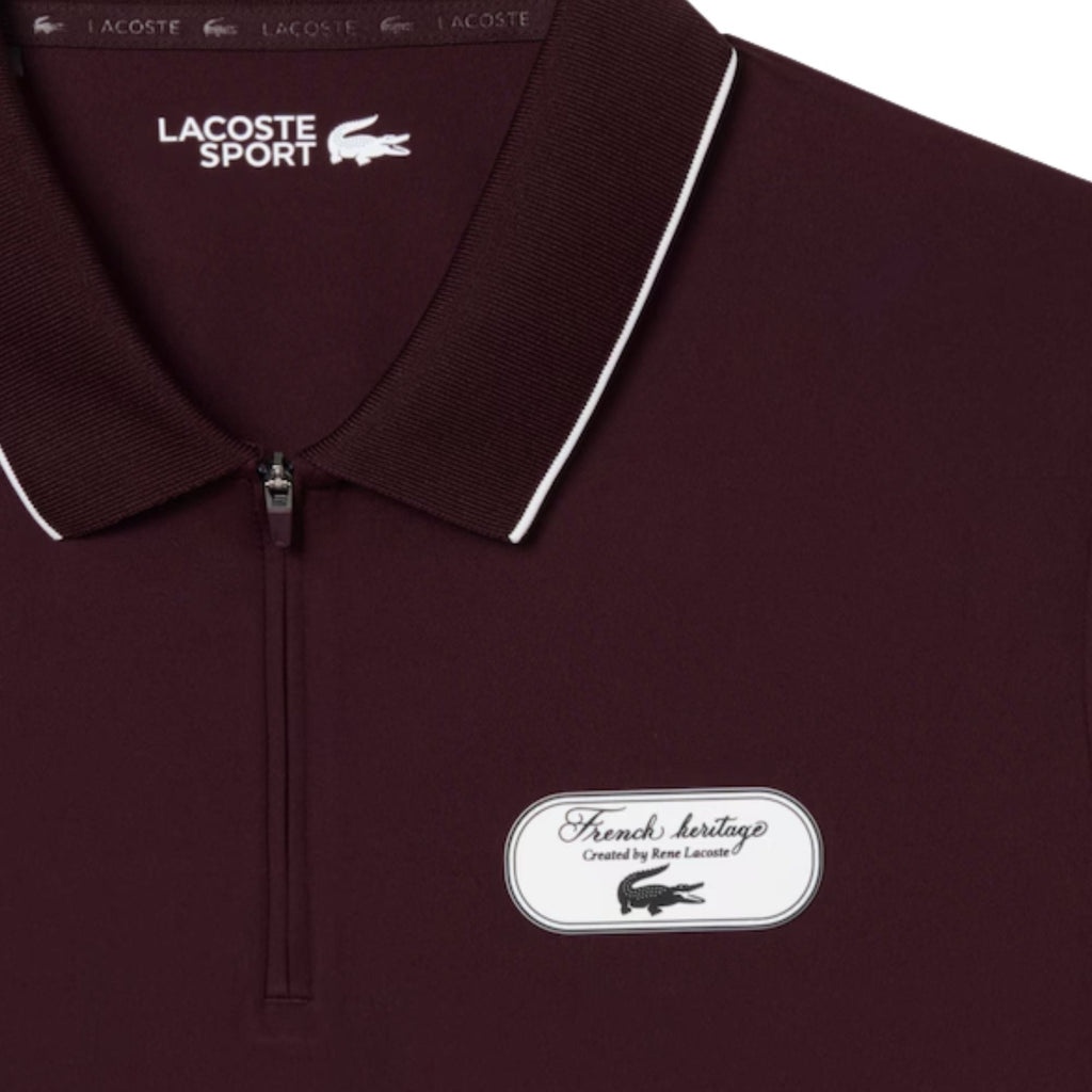 Lacoste Ultra Dry Badge Accent Tennis Heritage Polo Shirt - Merlot