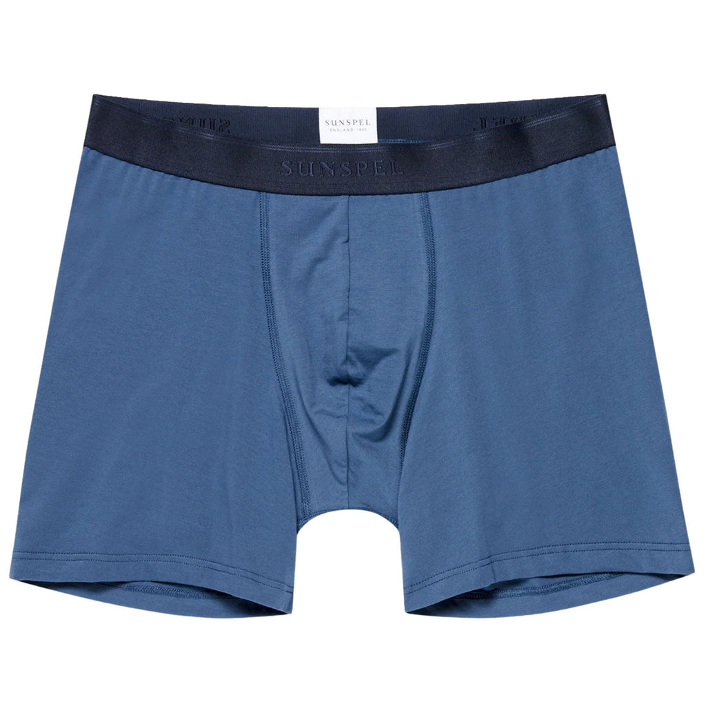 Sunspel Stretch Cotton Boxer Briefs - Atlantic Blue