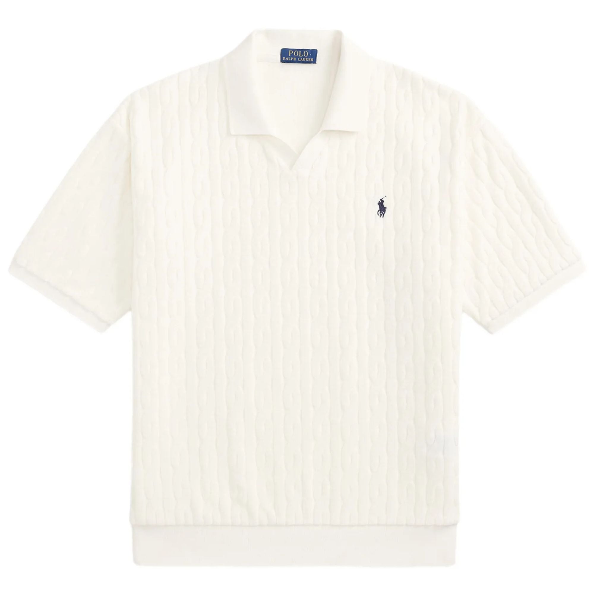Polo Ralph Lauren Relaxed Fit Cabled Terry Polo Shirt - Deckwash White