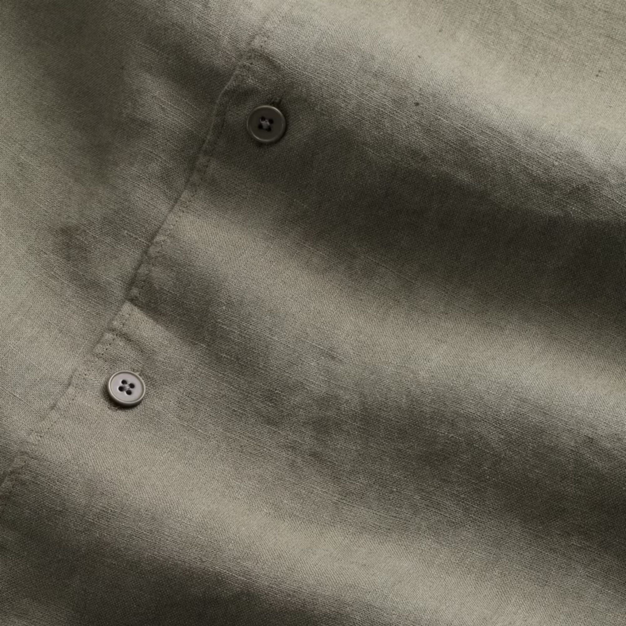 NN07 Enzo Classic Collar Linen Shirt - Capers