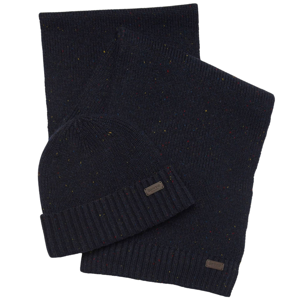 Barbour Carlton Fleck Beanie & Scarf Gift Set - Navy