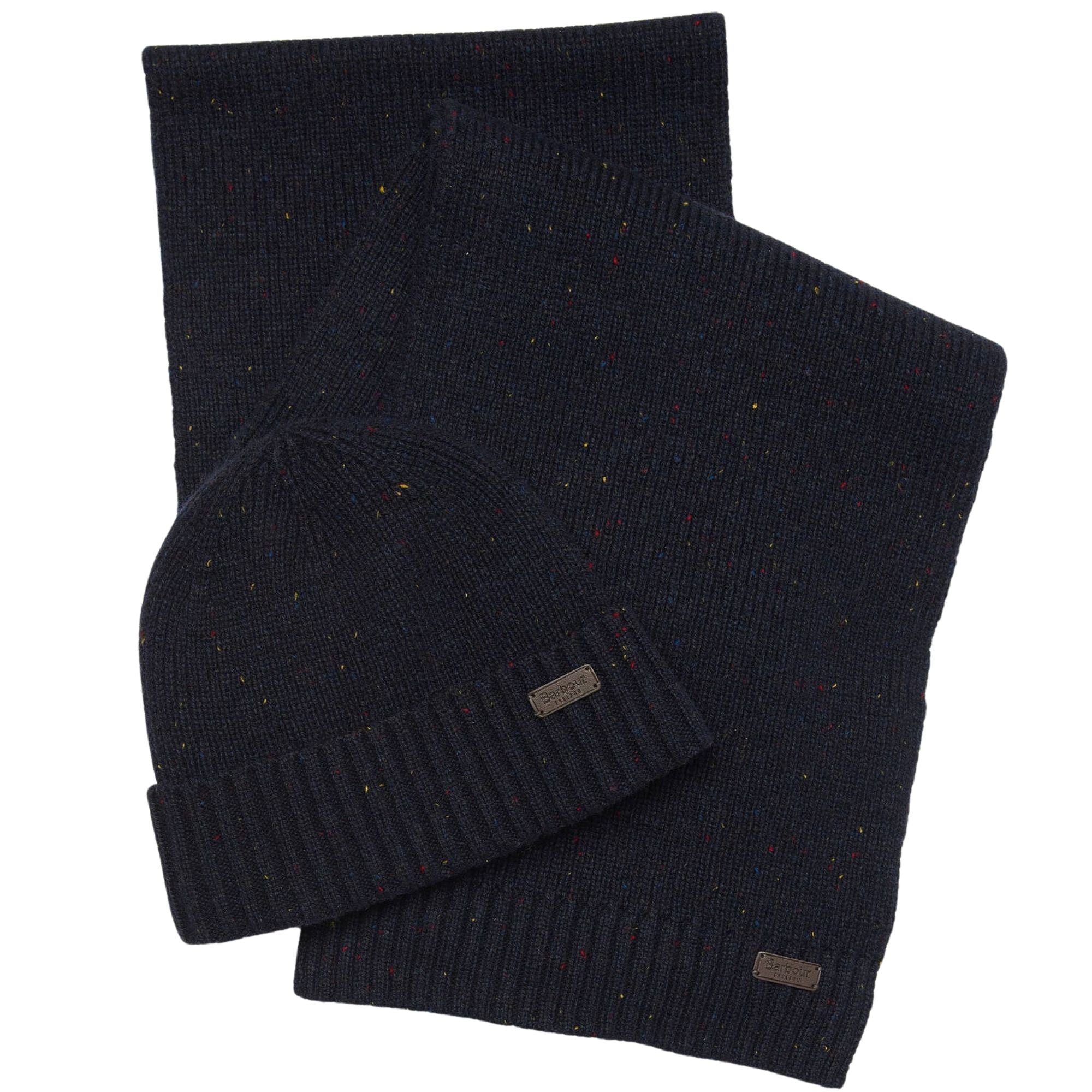 Barbour Carlton Fleck Beanie & Scarf Gift Set - Navy