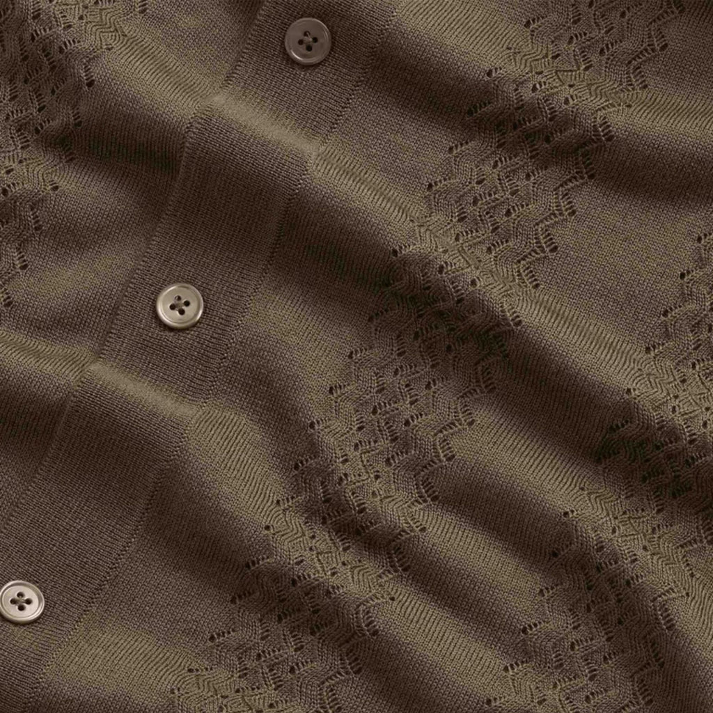 NN07 Thor Wool Blend Button through Polo Shirt  - Mable Husk