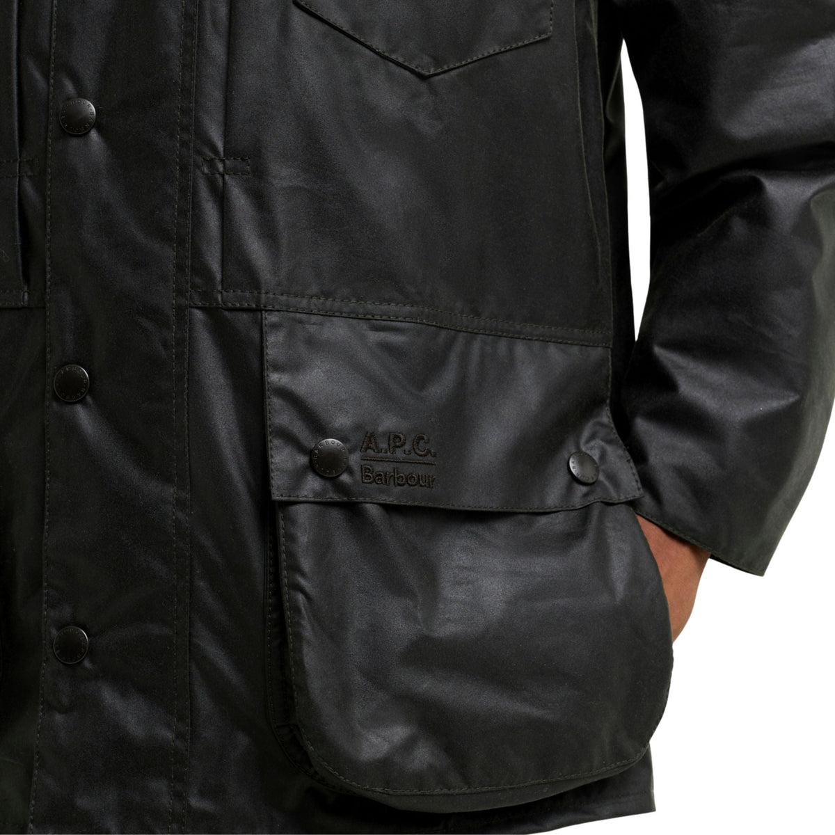 Barbour x APC Beaufort Wax Jacket - Dark Sage