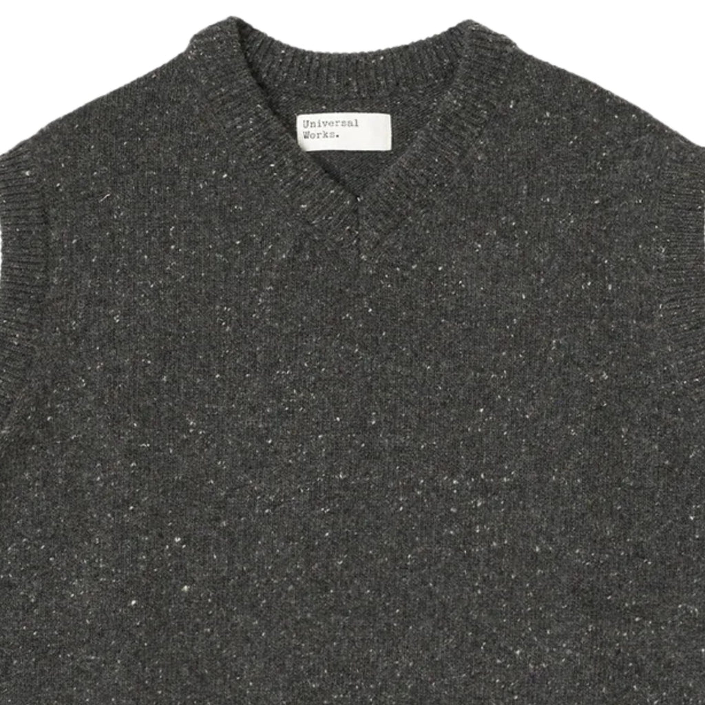 Universal Works Sweater Vest Wool Fleck - Black