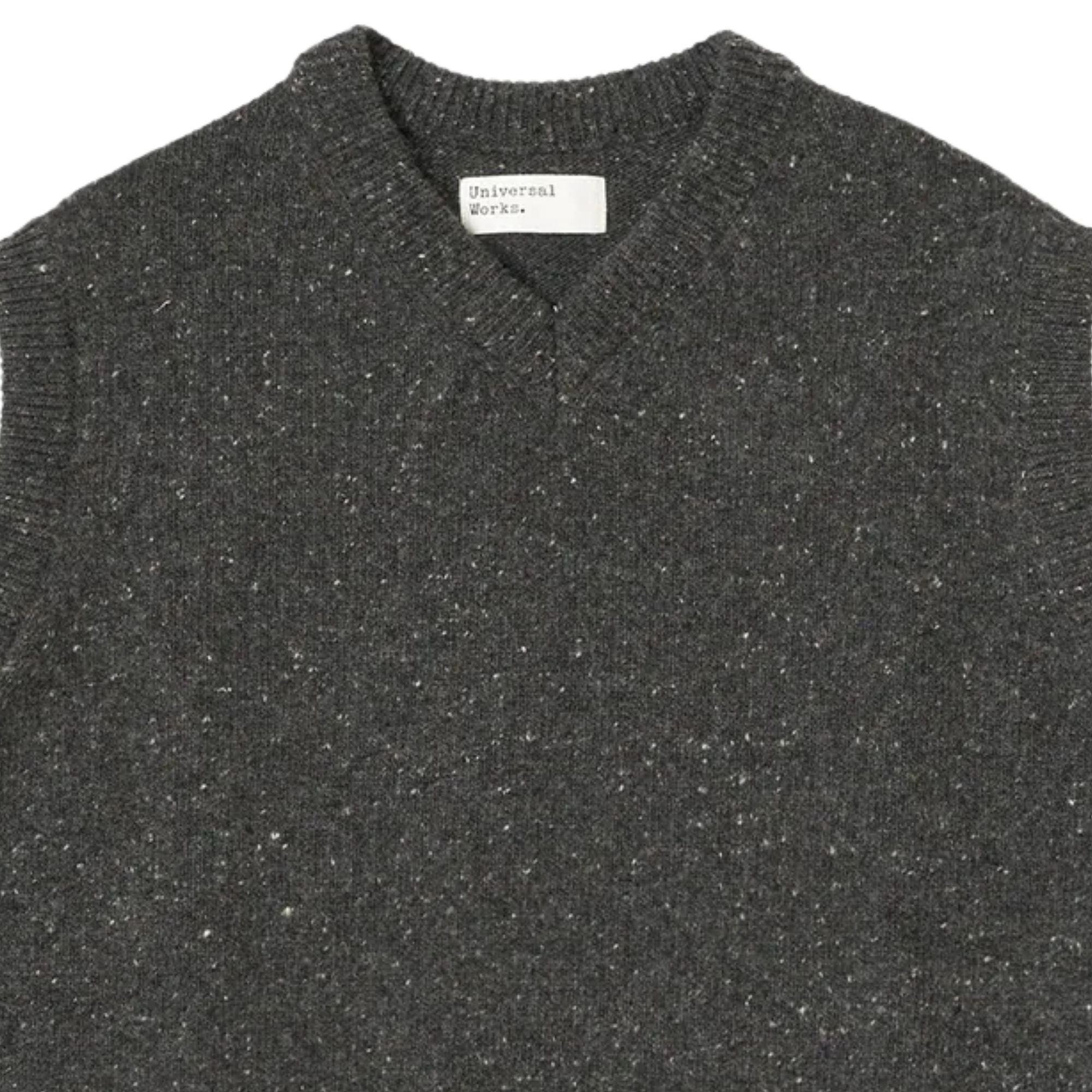 Universal Works Sweater Vest Wool Fleck - Black