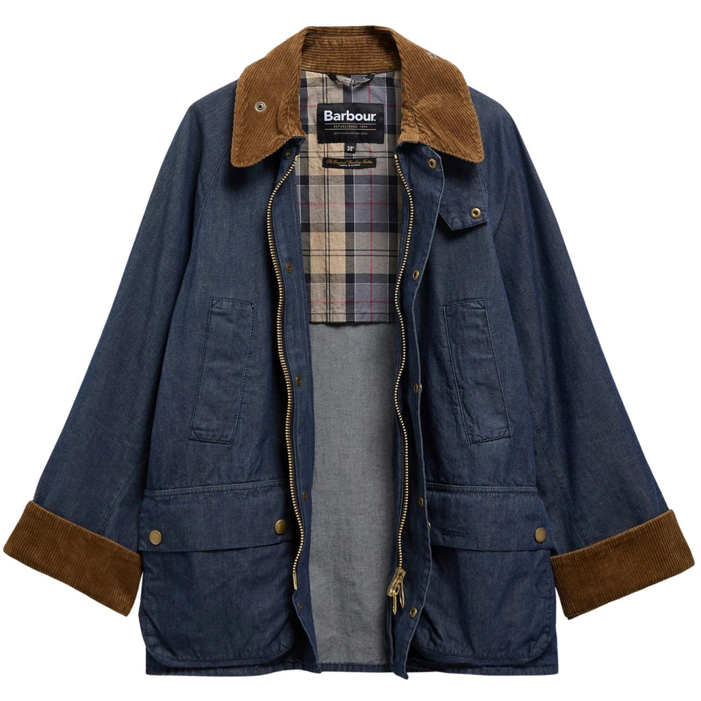 Barbour Oversized Bedale Denim Casual Jacket - Indigo