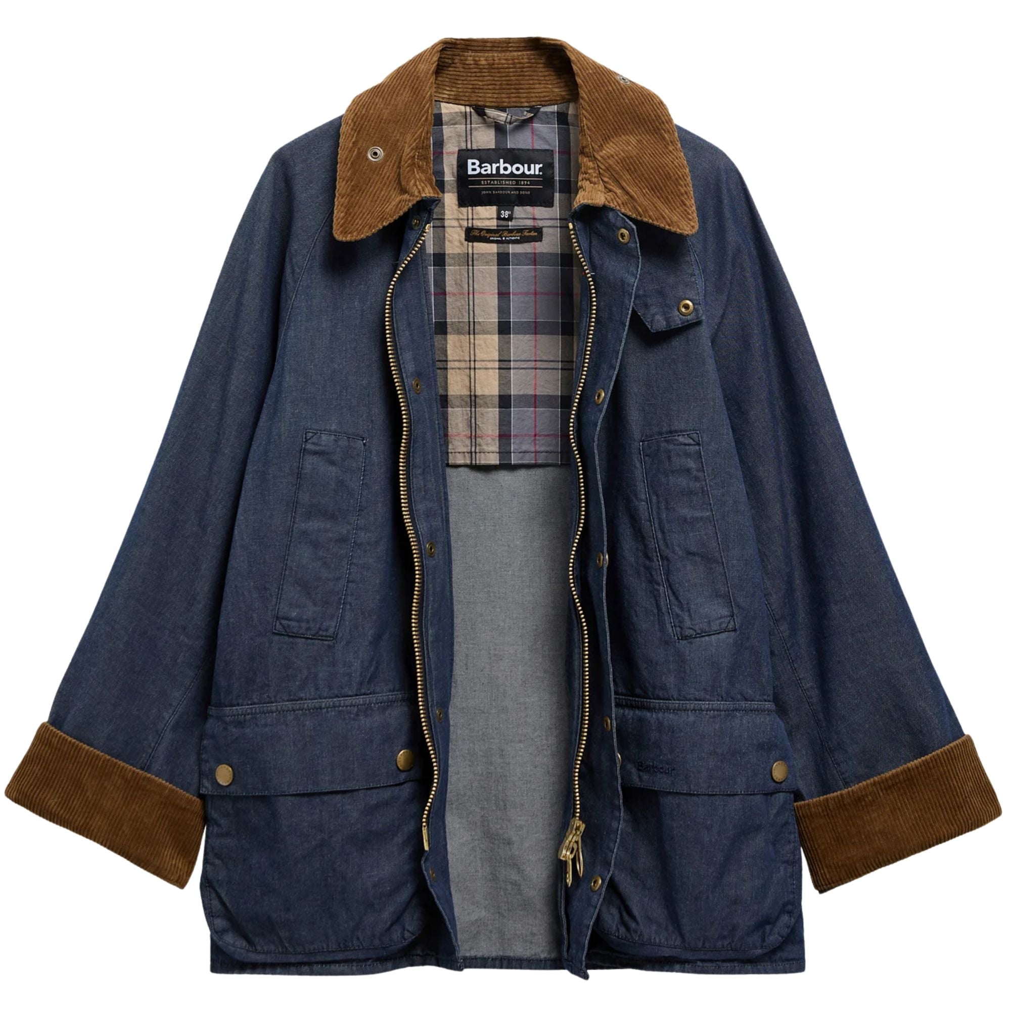 Barbour Oversized Bedale Denim Casual Jacket - Indigo