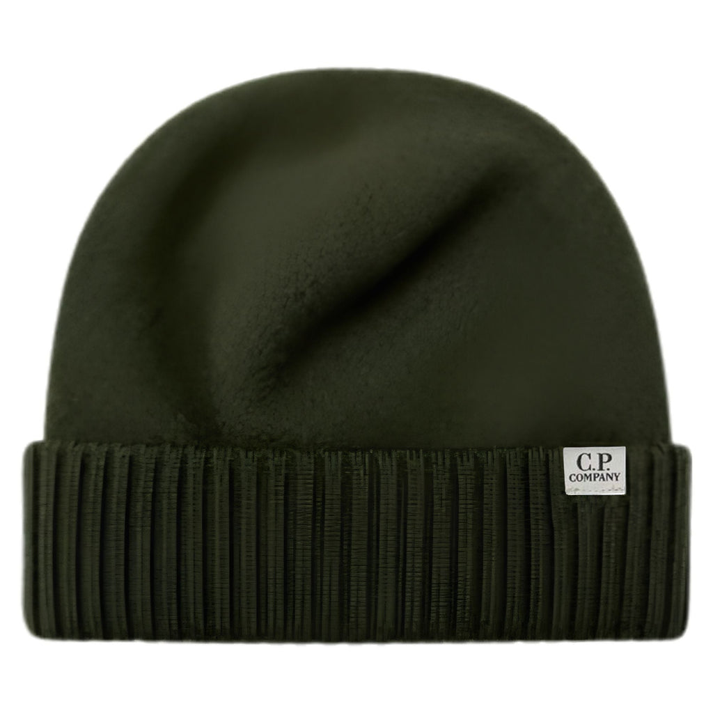C.P Company Knit Cap Extrafine Merino Fleece - Ivy Green