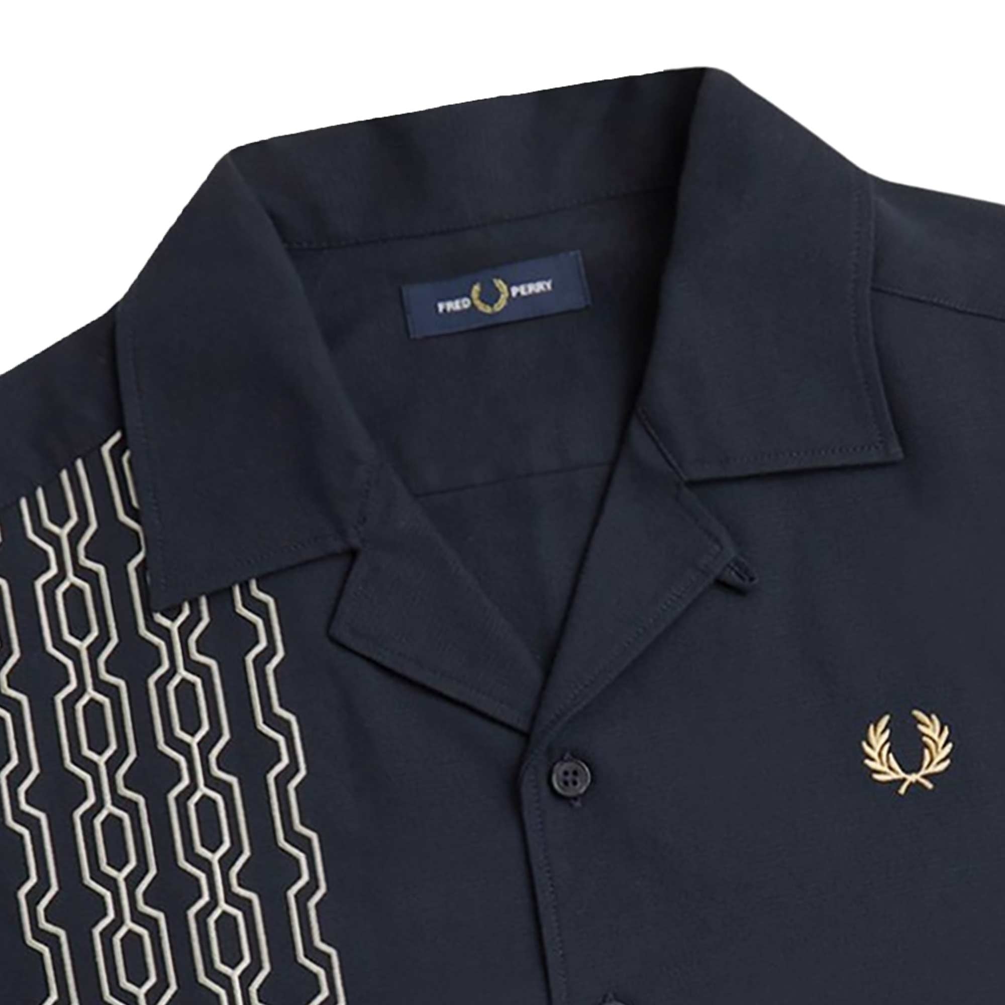 Fred Perry Embroidered Revere Collar Shirt - Navy